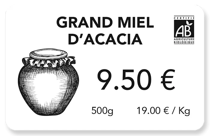 Etiquette boulangerie miel d'acacia