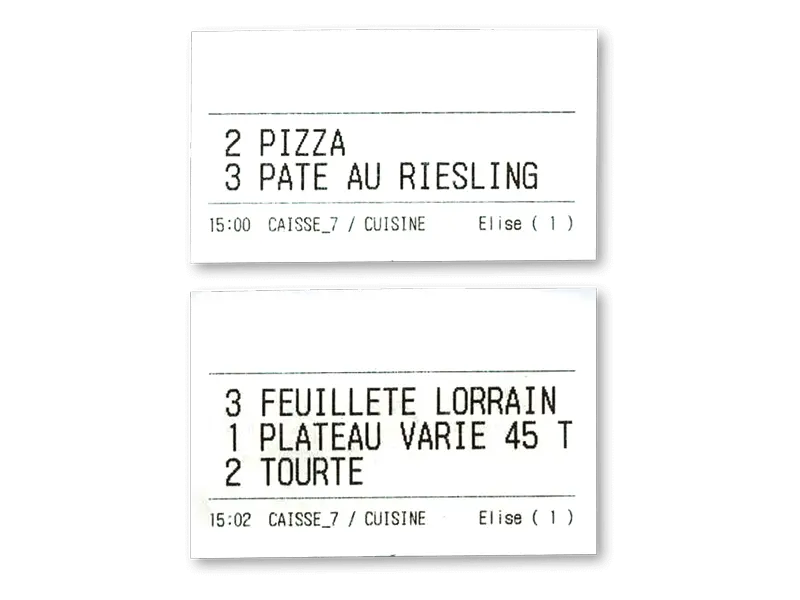 Tickets cuisine fast-food