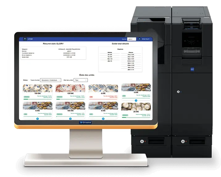 Monnayeur Glory CI-10 et application Crisalid Lycash