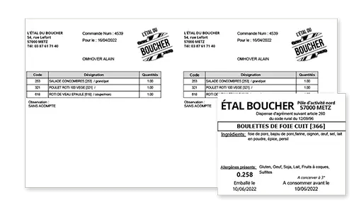 Feuille de production et étiquette commande boucherie