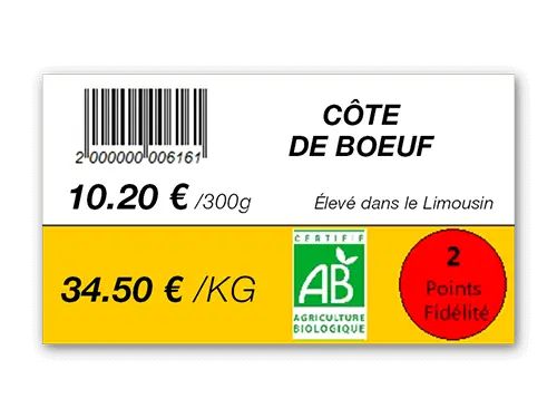 Etiquette gondole boucherie