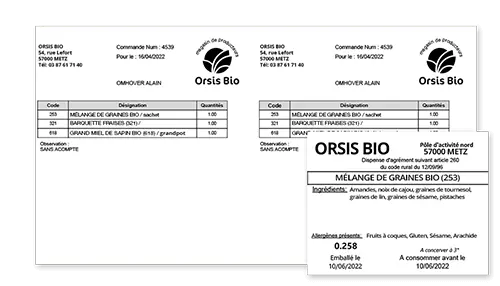Feuille de production et étiquette commande